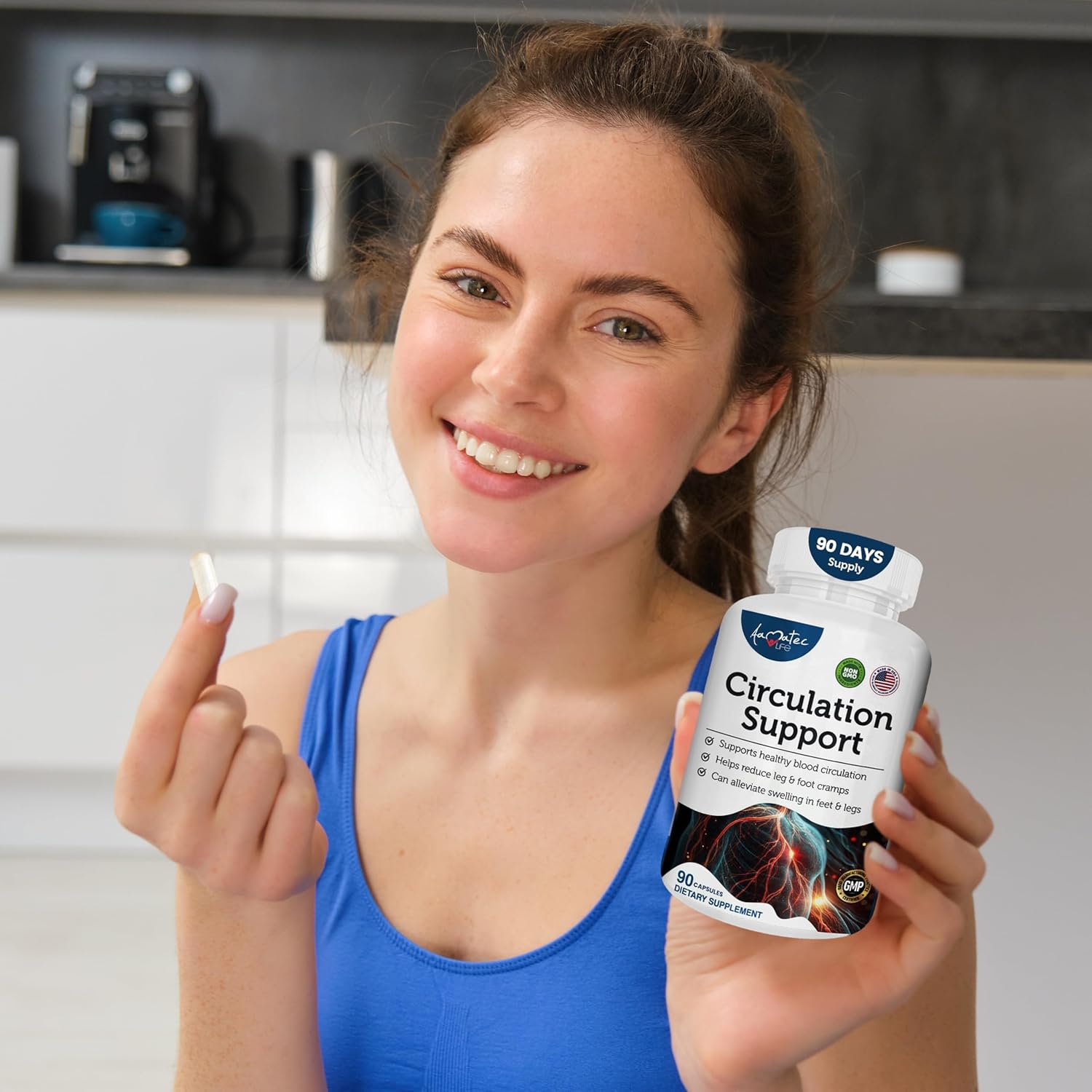 Natural Cardiovascular Support Supplement for Healthy Blood Circulation - Promotes Heart Health with L-Arginine and Ginger Root - 90 Capsules