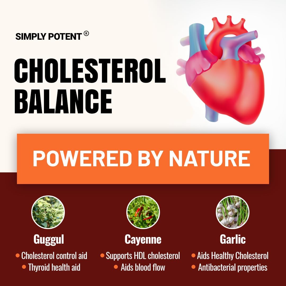 Natural Cholesterol Lowering Supplement with Garlic, Plant Sterols, Niacin - Heart Healthy Capsules for Lowering LDL & Raising HDL - 60 Ct