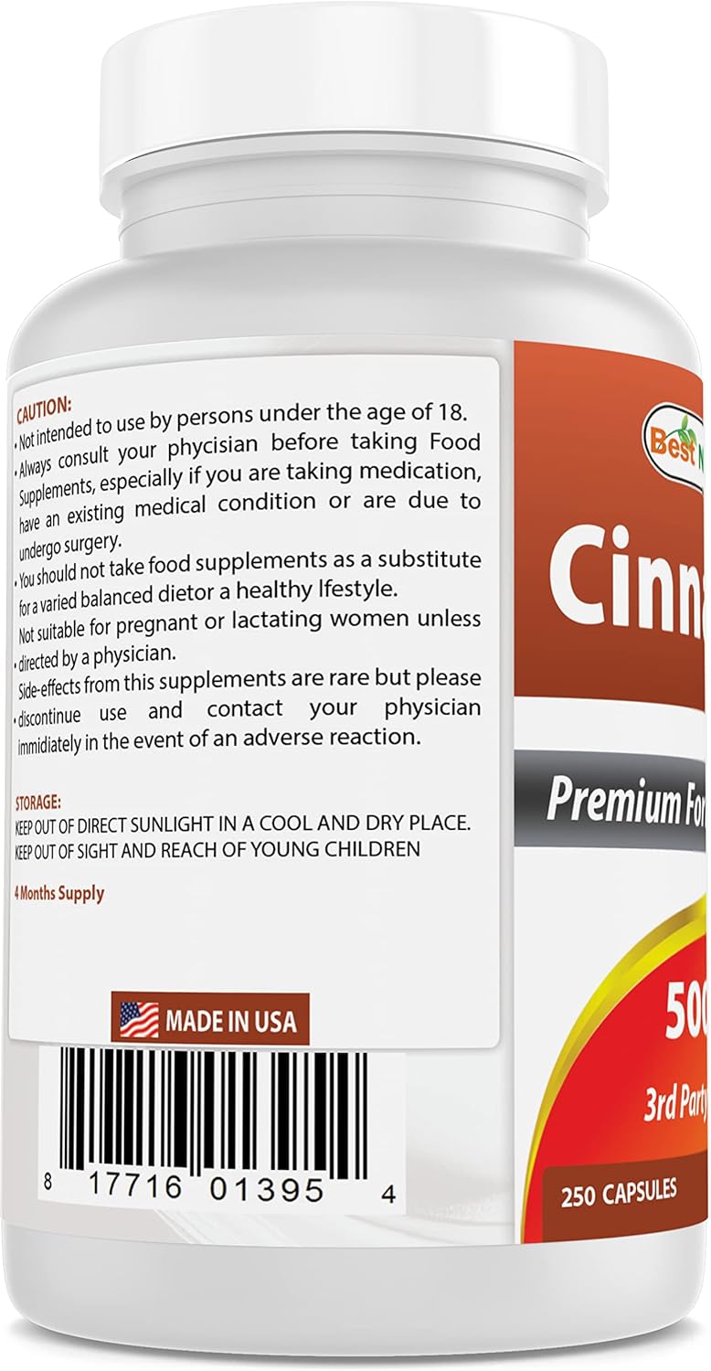 Natural Cinnamon and Magnesium Oxide Supplements - 500 mg Formula