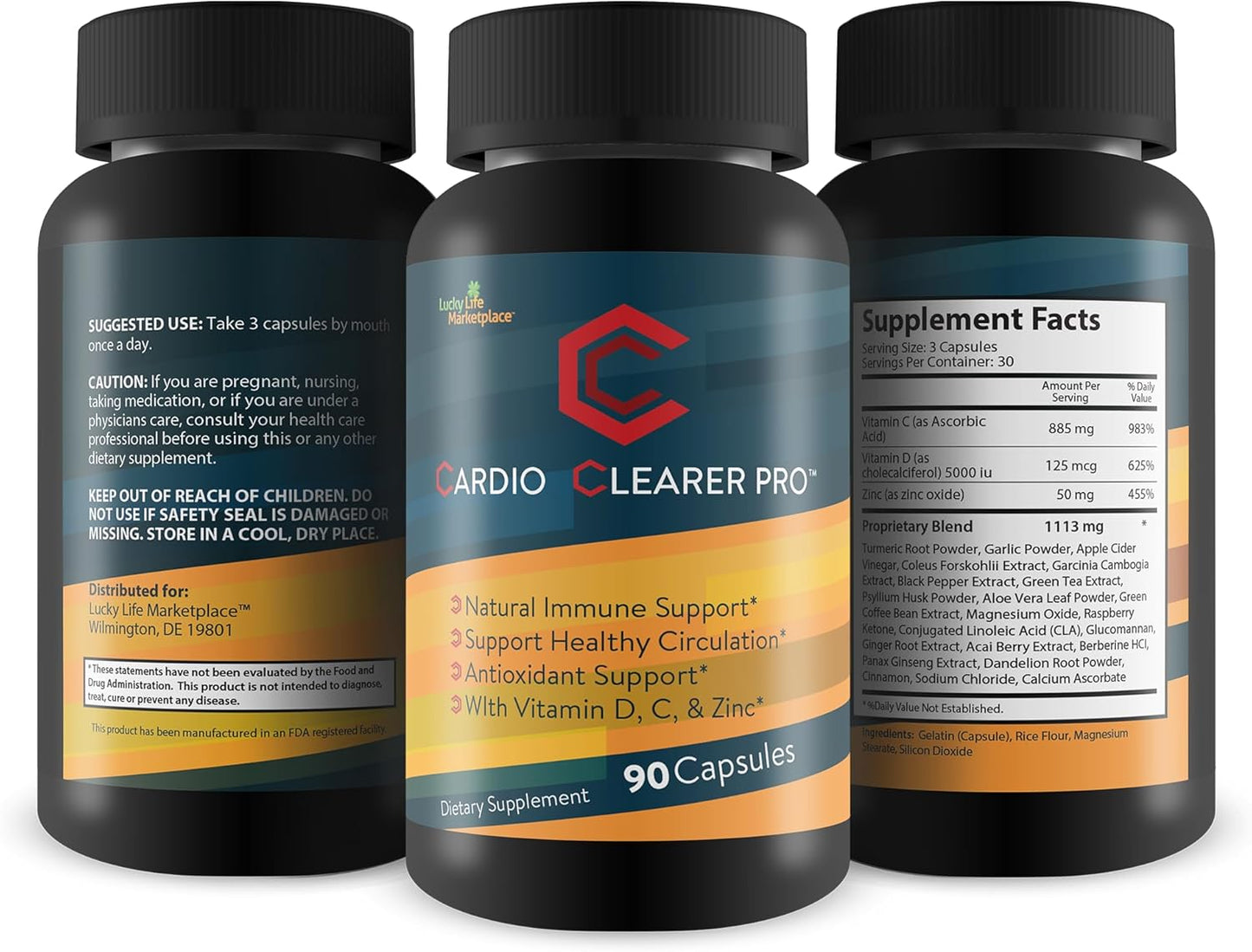 Natural Circulatory Health Support Supplements with Vitamin C, Turmeric, Garlic, Ginger - Cardio Clearer Pro for Healthy Blood Flow and Cardiovascular Health