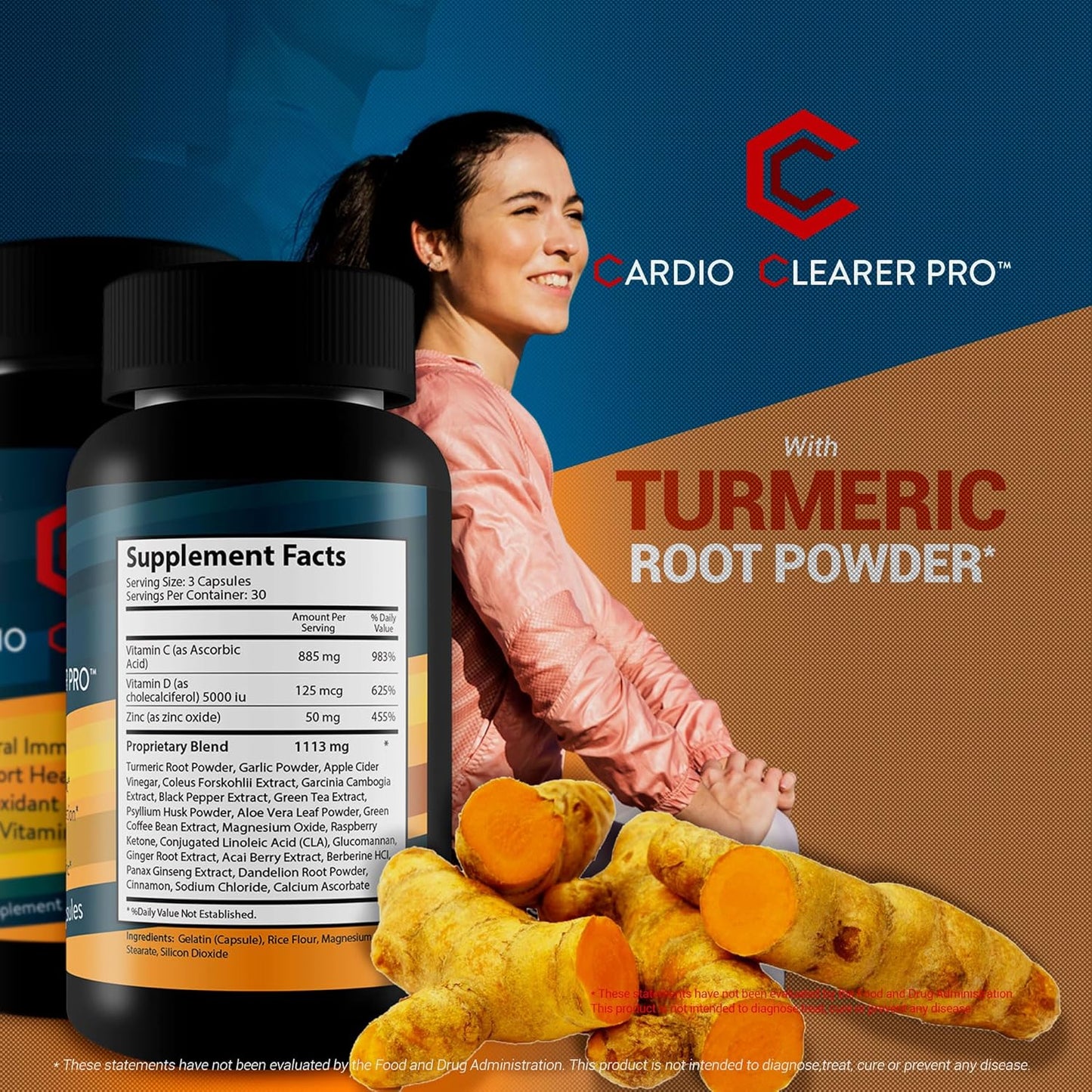 Natural Circulatory Health Support Supplements with Vitamin C, Turmeric, Garlic, Ginger - Cardio Clearer Pro for Healthy Blood Flow and Cardiovascular Health