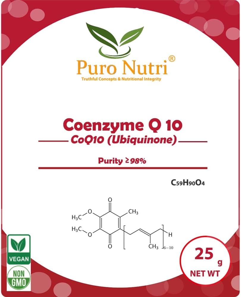 Natural Coenzyme Q10 Powder - 100% Pure Ubiquinone Supplement for Energy and Heart Health