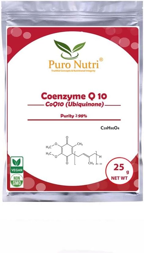 Natural Coenzyme Q10 Powder - 100% Pure Ubiquinone Supplement for Energy and Heart Health