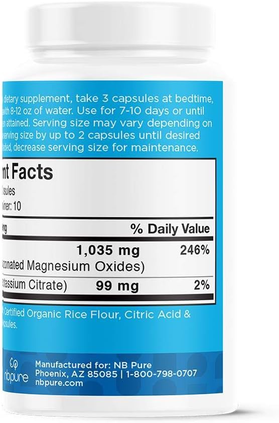 Natural Colon Cleanse & Detox - Occasional Constipation Relief for Men & Women - Stool Softening & Bloating Support - 30 Capsules of Ozonated Magnesium Oxide