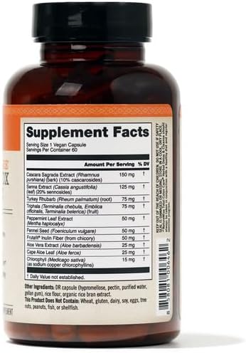 Natural Colon Cleanse Supplement with Prebiotics, Botanicals, & Antioxidants - Promotes Regular Bowel Movement, Digestion, Gut Health - Vegan, Gluten-Free, Non-GMO - 60 Capsules