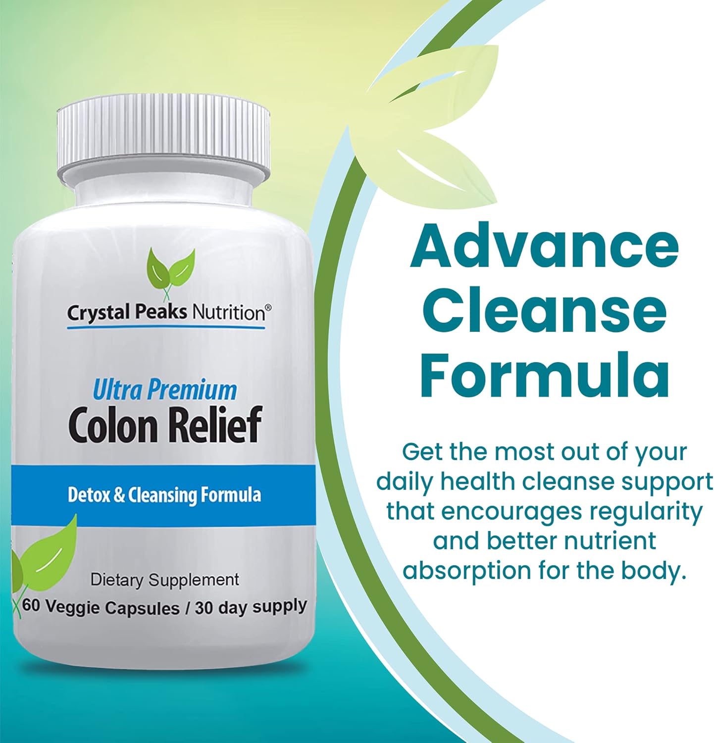 Natural Colon Cleanser Capsules for Constipation Relief - Detox and Gut Cleanse with Cascara Sagrada, Psyllium Husk & Bentonite - 60 Capsules