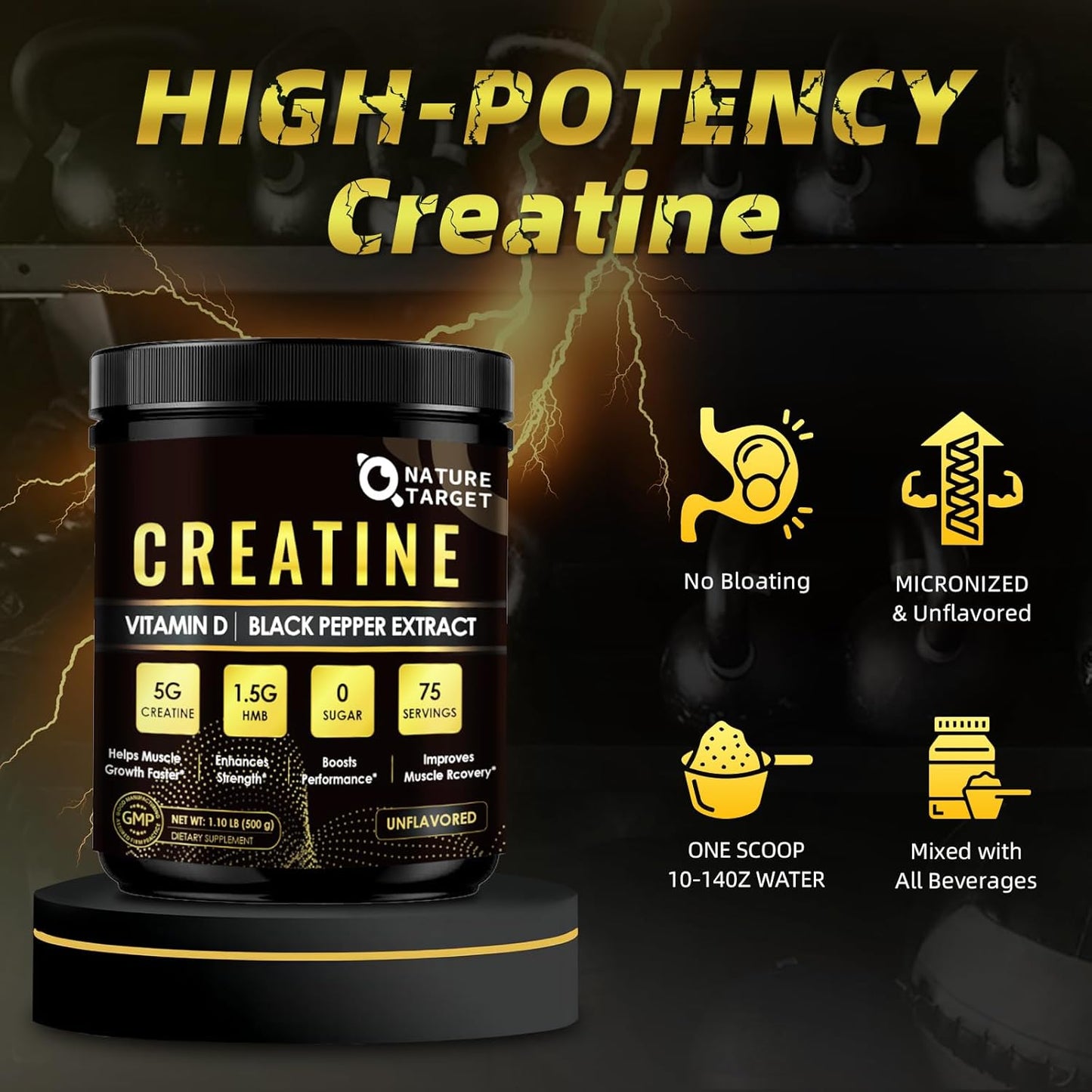 Natural Creatine Supplement for Adult Muscle Growth - NATURE TARGET