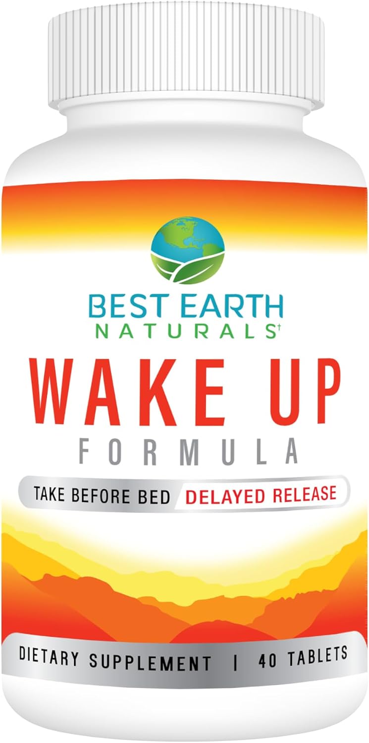 Natural Delayed Time Release Energy Supplement: Best Earth Naturals Wake Up Formula - 40 Count