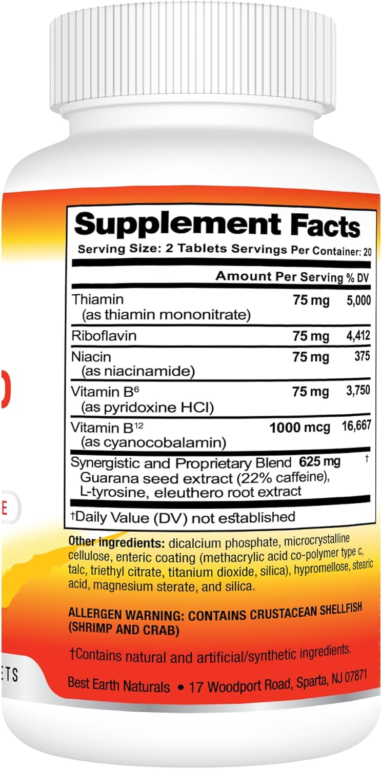Natural Delayed Time Release Energy Supplement: Best Earth Naturals Wake Up Formula - 40 Count