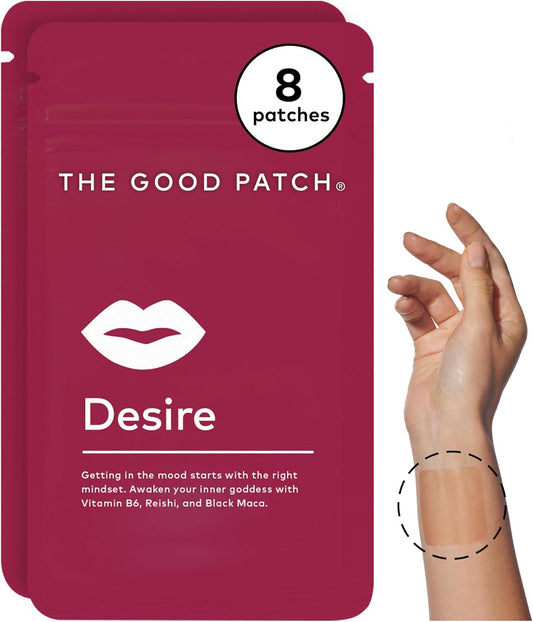 Natural Desire Sexual Wellness Patches with Vitamin B6, Reishi, Black Maca - Plant Powered Botanical & Vitamin Patches (Pack of 8)