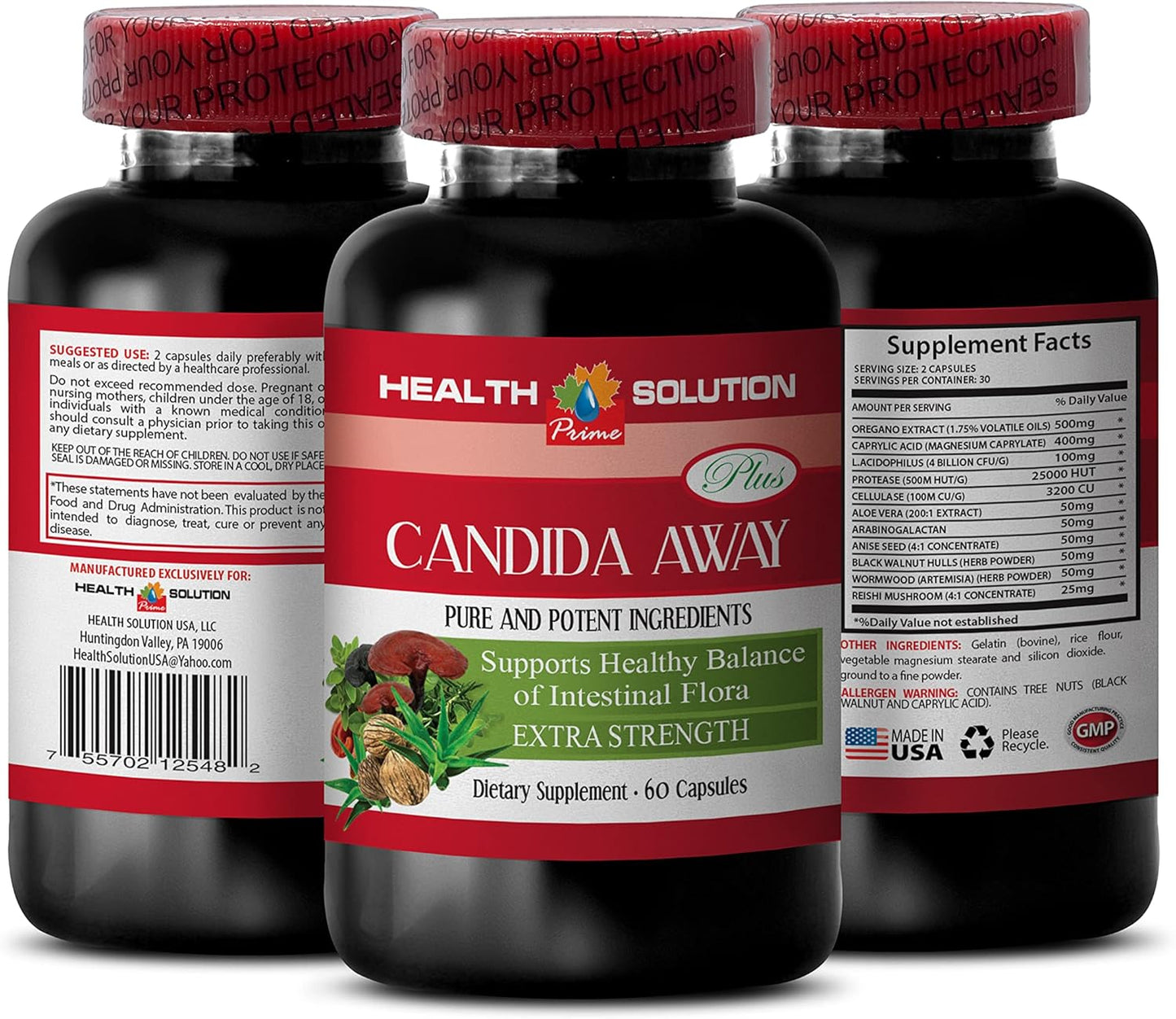 Natural Detox Pills for Candida Overgrowth - Prime Candida Support Capsules - Quick Cleanse Formula - 2 Bottles, 120 Capsules