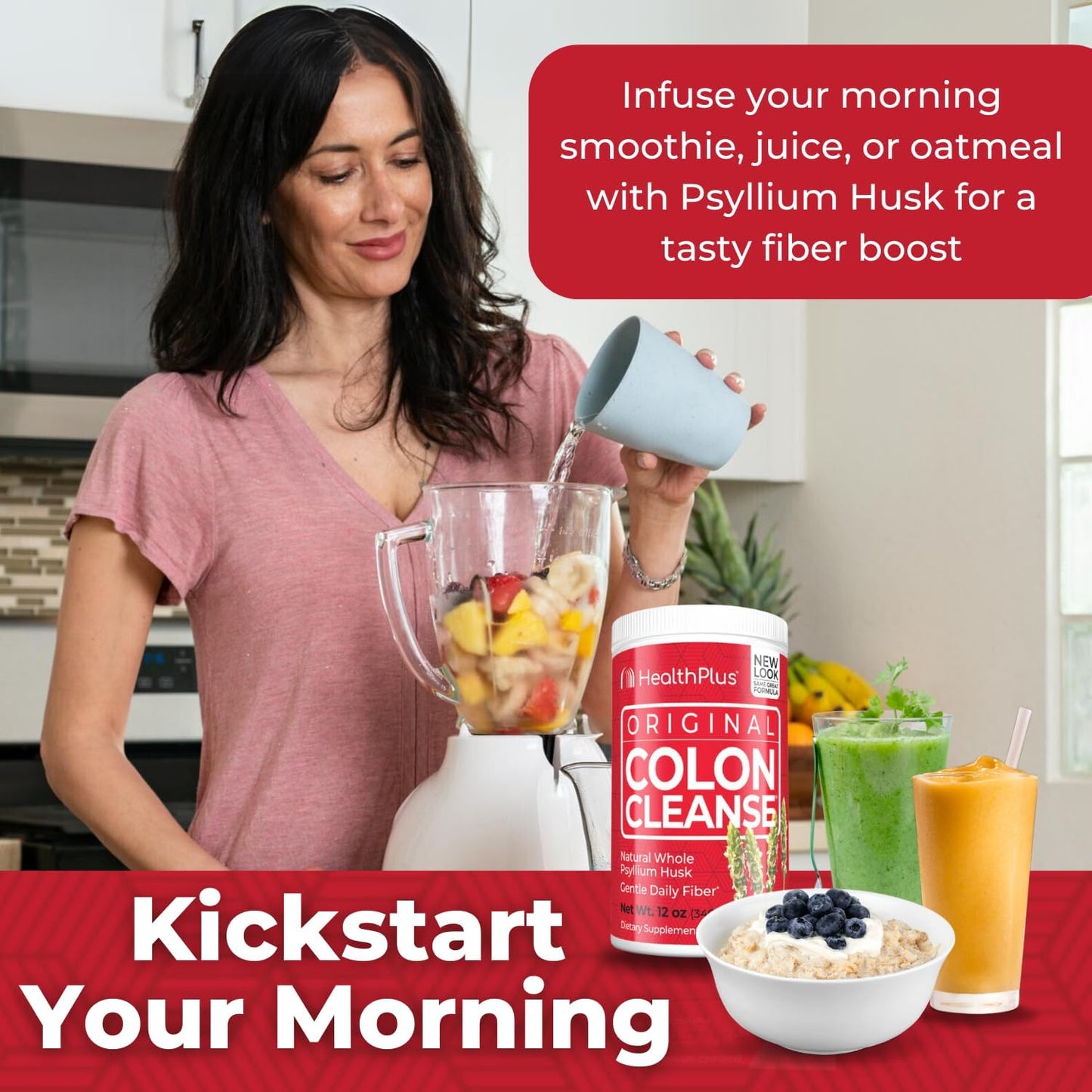 Natural Detox Psyllium Husk Powder - 12 oz, 48 Servings - Digestive Health, Colon Cleanse, Fiber Supplement