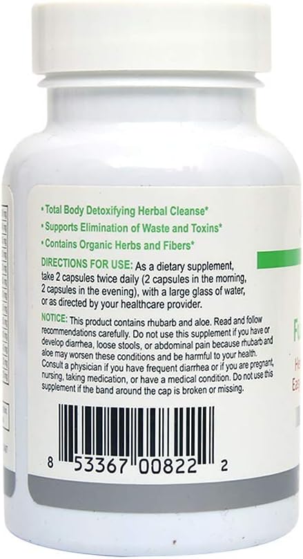 Natural Detox Supplement for Full Body Cleanse & Digestive Health - 20 Veggie Capsules for Intestinal Relief & Toxin Removal
