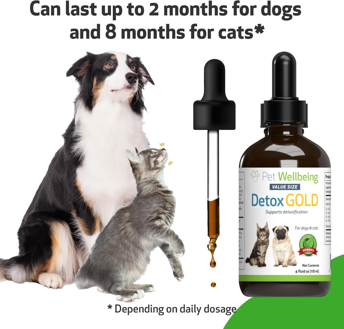 Natural Detox Support Supplement for Dogs & Cats - Gentle Detoxification, Immune System Boost, Veterinarian-Formulated Herbal Blend - 4 oz