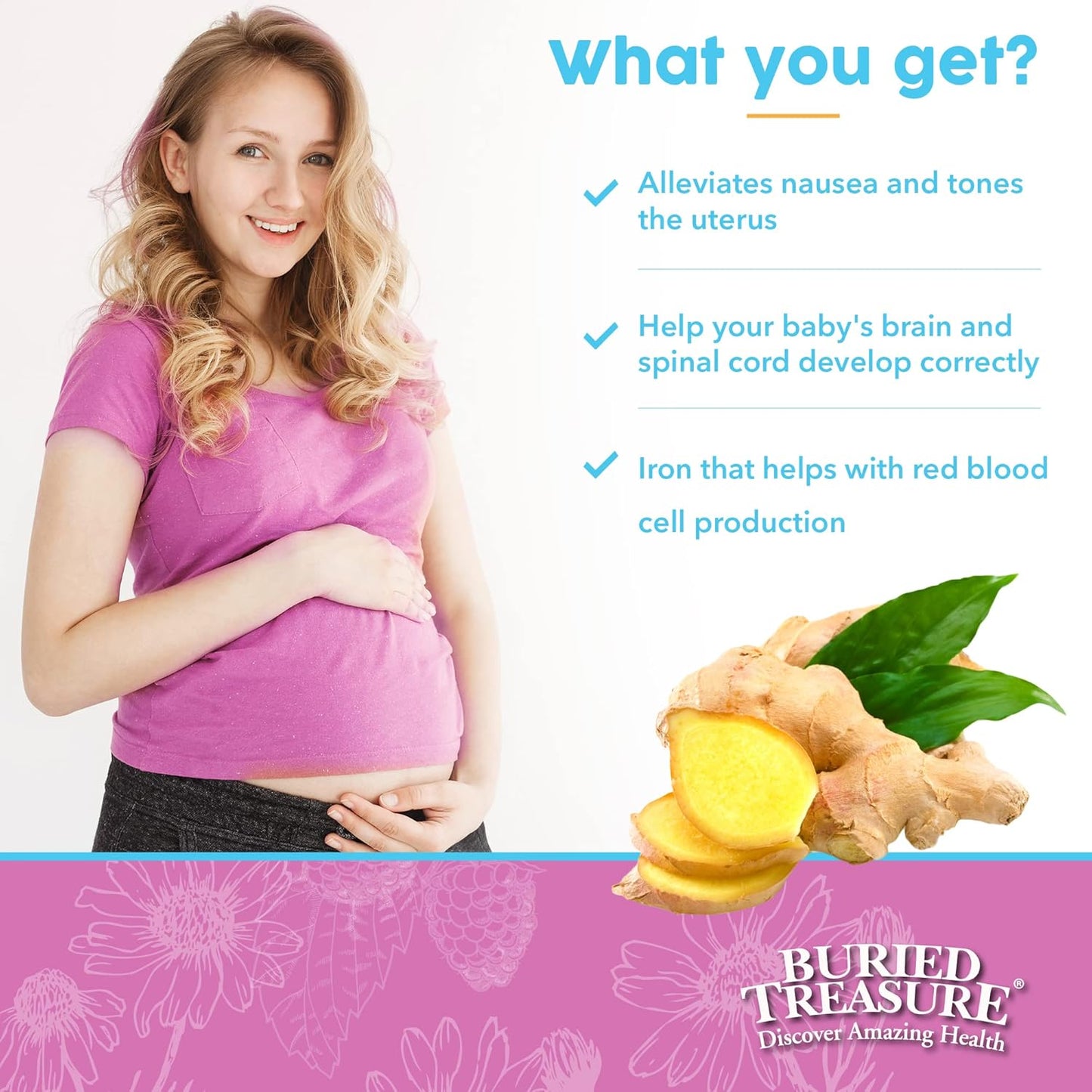 Natural DHA Omega-3 Iron Prenatal Plus Supplement, 16 oz - Buried Treasure Complete