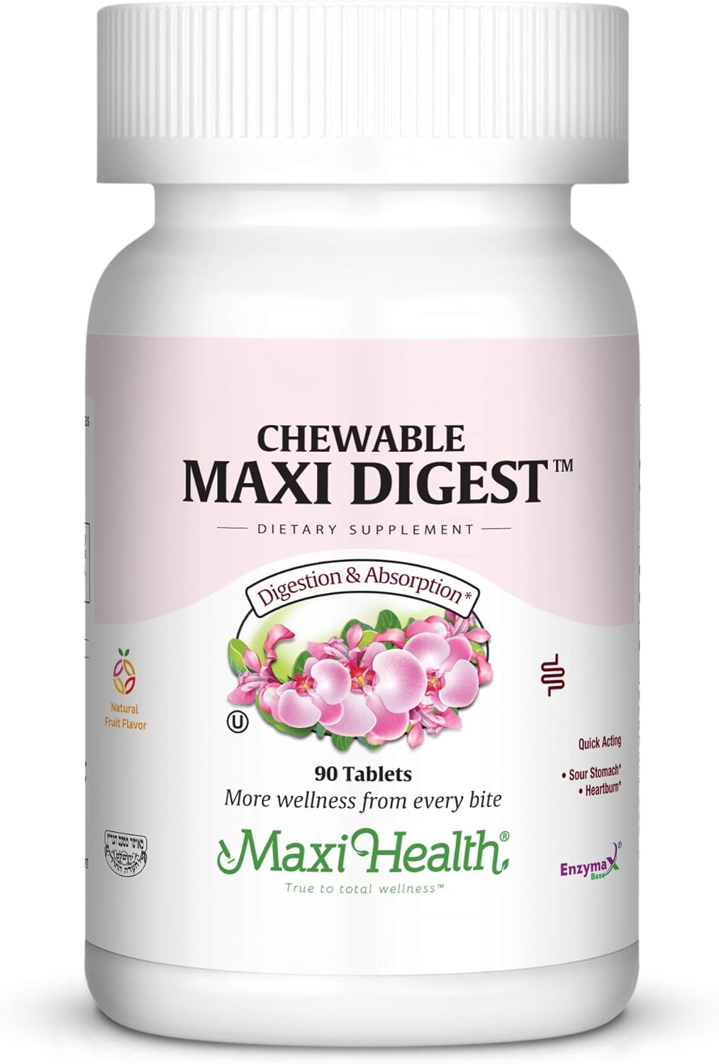 Natural Digestive Enzymes with Bromelain and Calcium - Chewable Tablets for Healthy Digestion and Joint Comfort - Kosher - 90 Count
