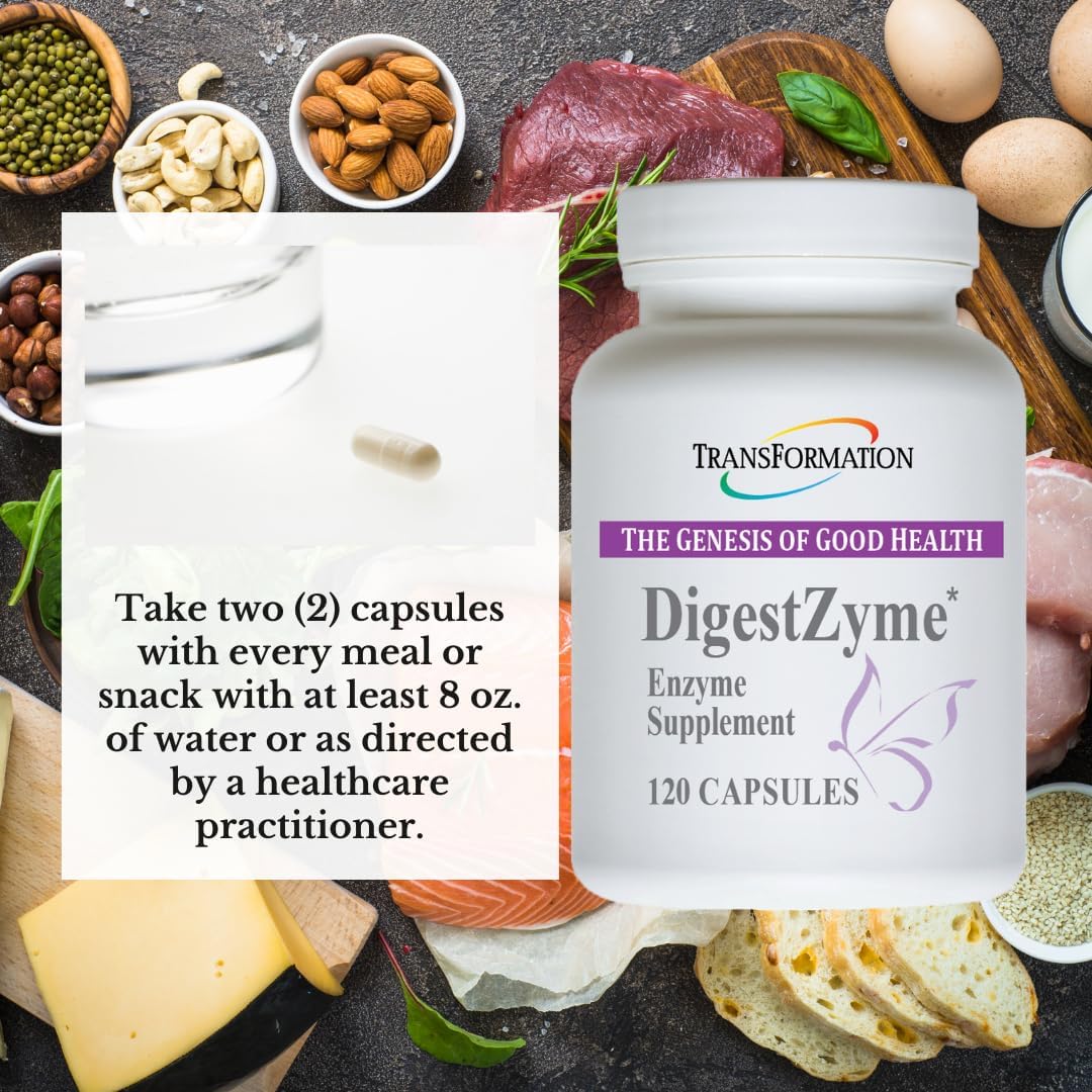 Natural DigestZyme Supplement for Overall Health, Nutrient Absorption, Digestion Support (120 Capsules)