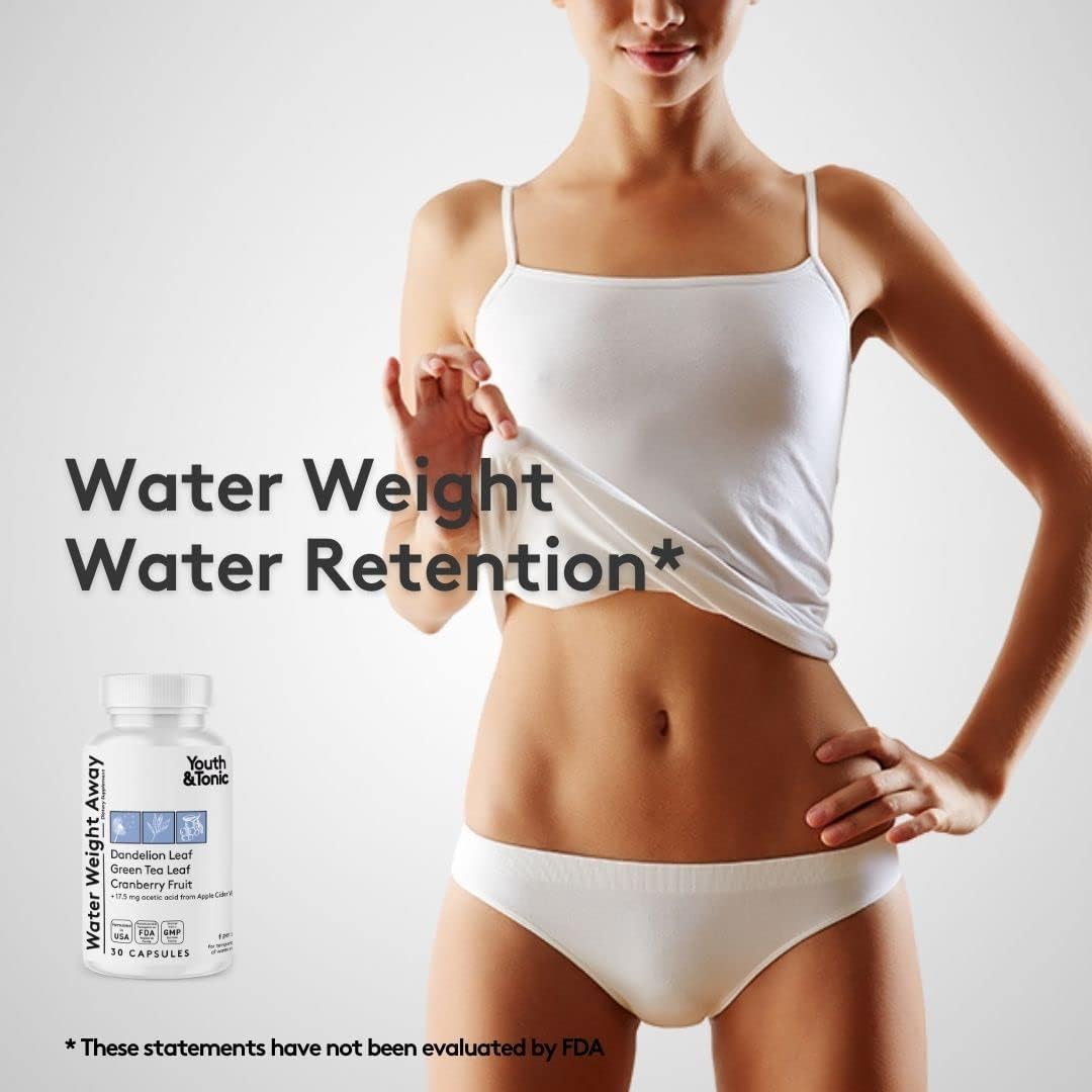Natural Diuretic Pills for Water Retention & Bloating - Herbal Supplement for Men & Women - 30 Capsules with Potassium - Caffeine Free
