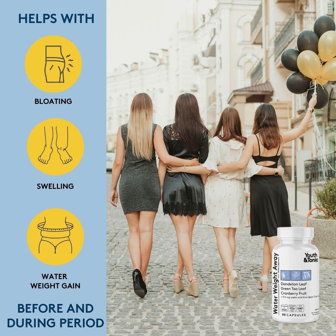Natural Diuretic Water Pills for Swelling & Bloating Relief - 90 Count Herbal Supplement for Men & Women