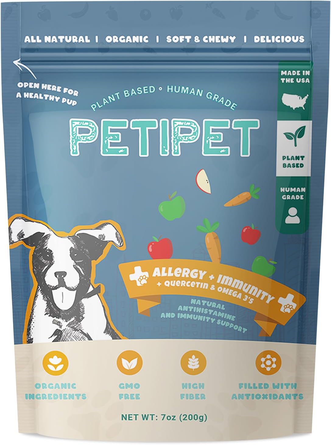 Natural Dog Allergy Relief Chews with Quercetin and Omega 3 - Antihistamine for Itching, Paw Licking, Allergies - Supports Skin Health and Immune System
