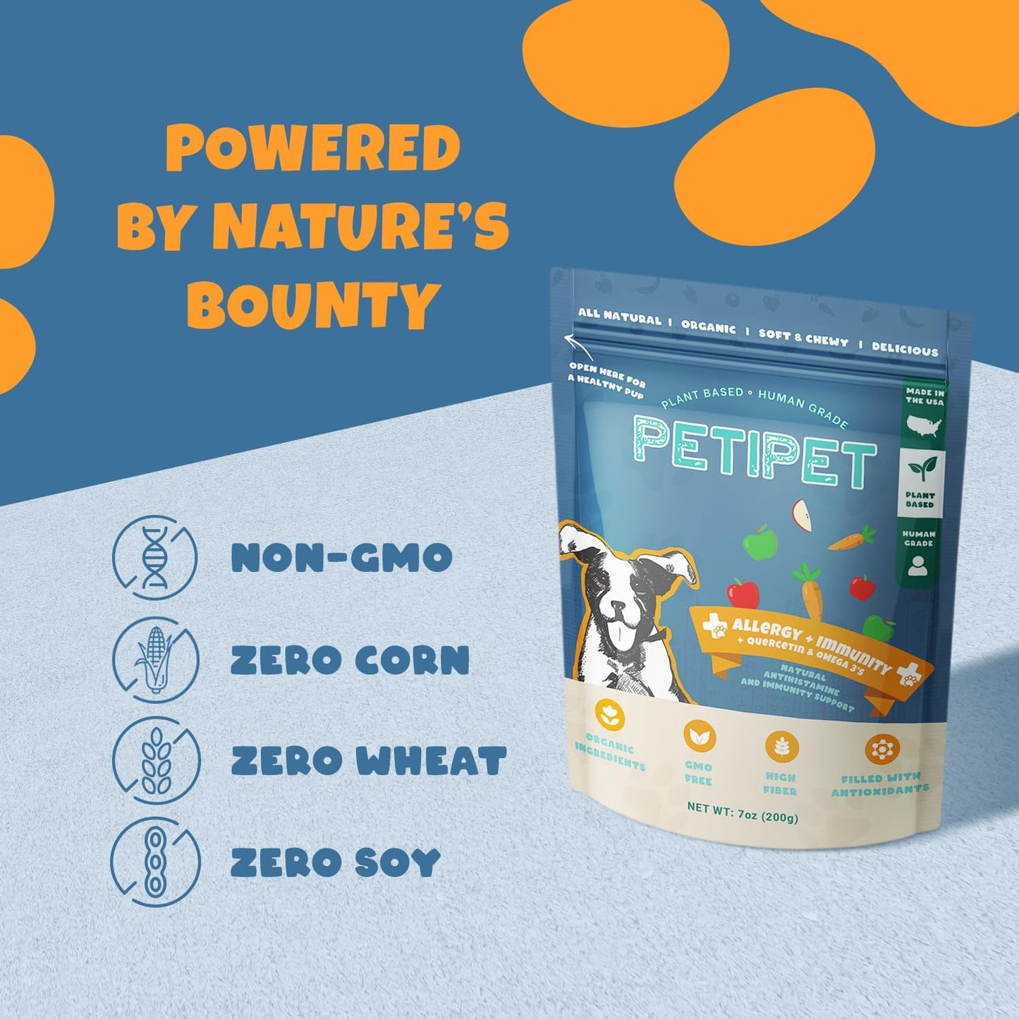 Natural Dog Allergy Relief Chews with Quercetin and Omega 3 - Antihistamine for Itching, Paw Licking, Allergies - Supports Skin Health and Immune System