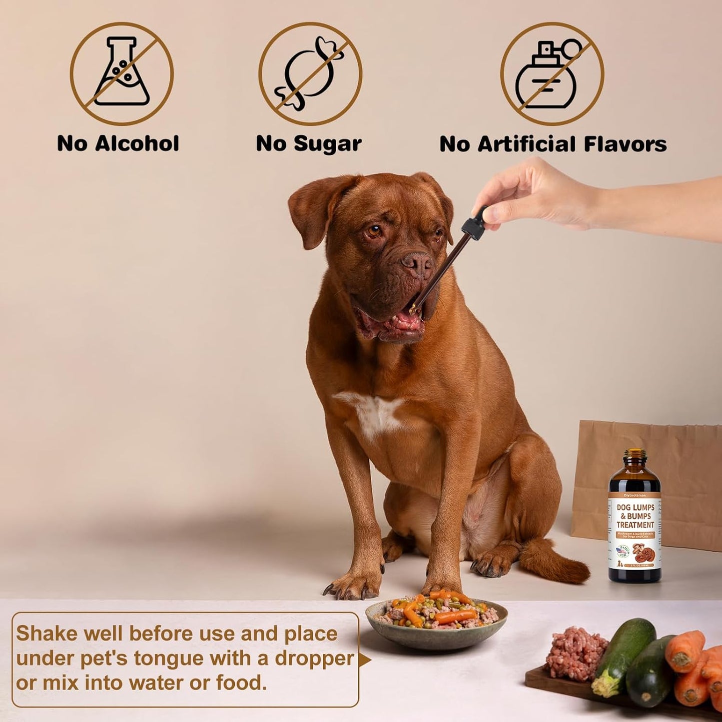 Natural Dog Lipoma Reduction Supplement - Immune Boosting Mushroom Blend for Energy - Reishi & Turkey Tail Mushrooms - 3.52 oz Liquid