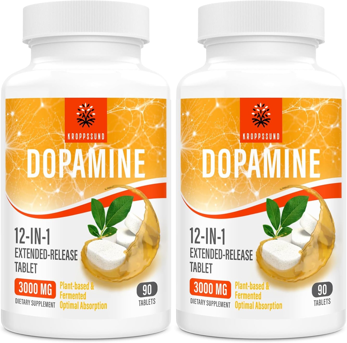Natural Dopamine Supplement - 180 Tablets (2 Bottles) by Kroppssund