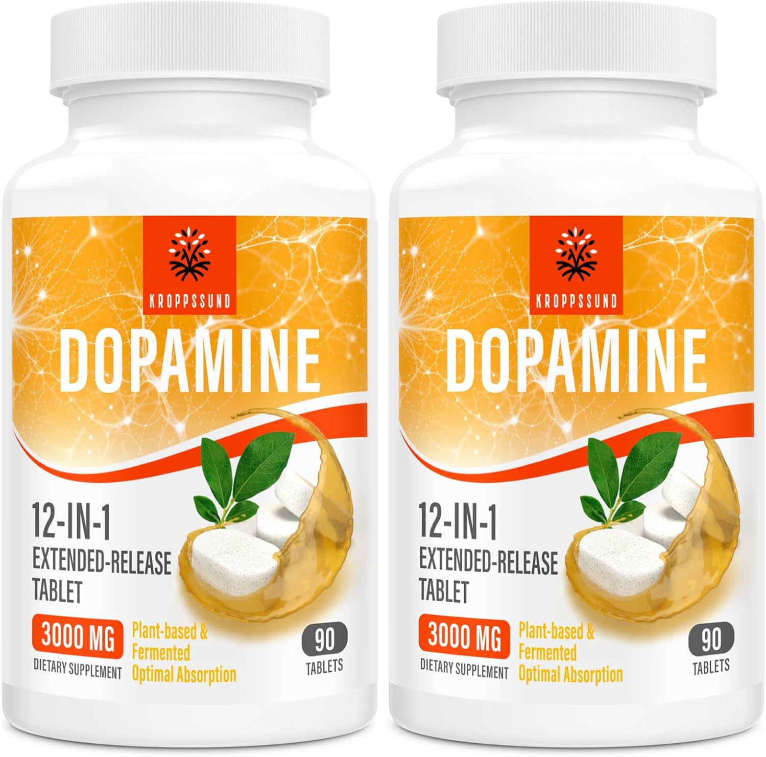 Natural Dopamine Supplement - 180 Tablets (2 Bottles) by Kroppssund