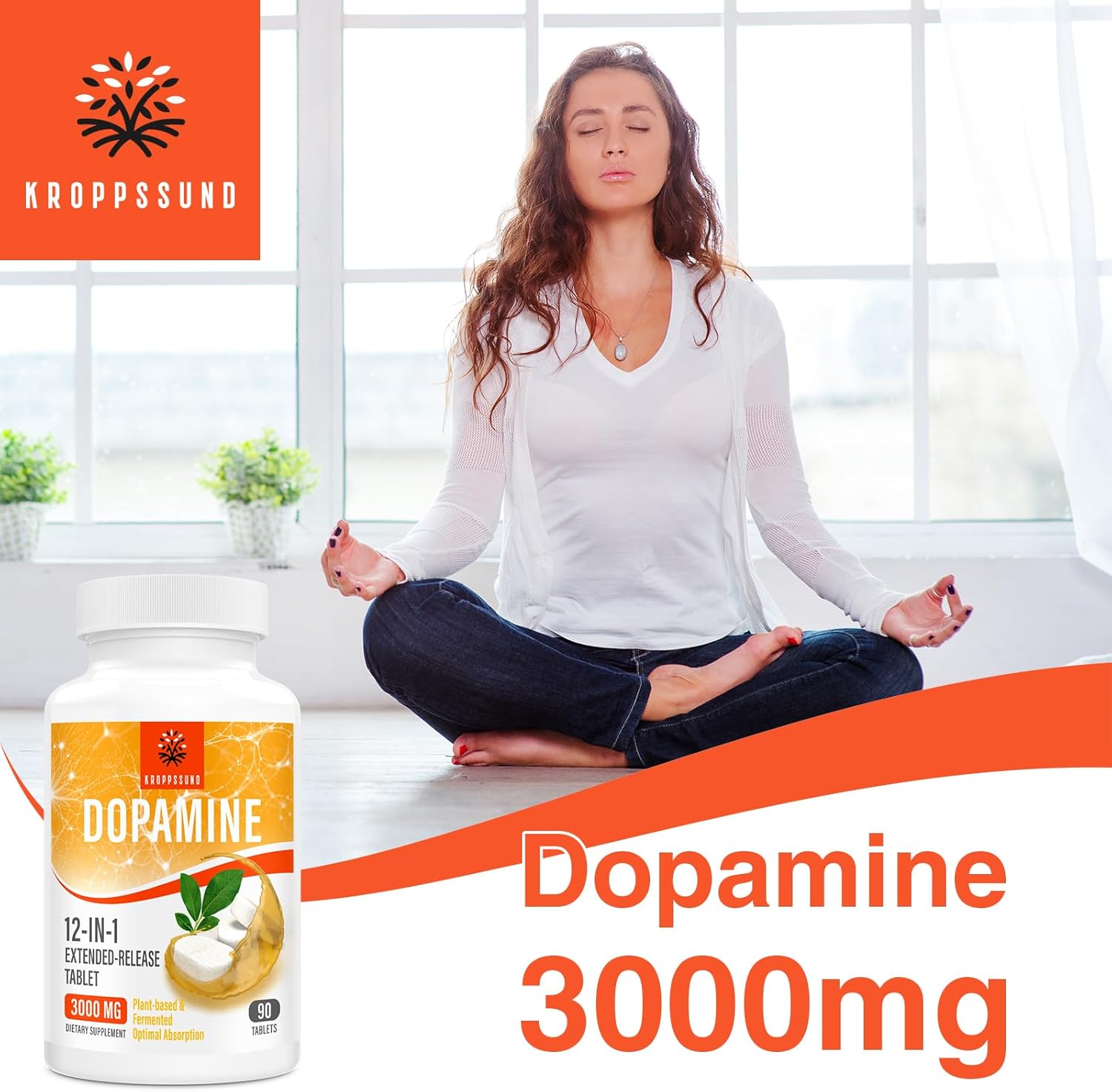 Natural Dopamine Supplement - 180 Tablets (2 Bottles) by Kroppssund