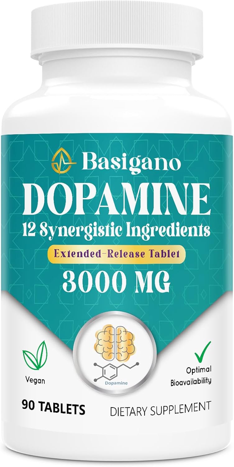 Natural Dopamine Supplement for Energy, Focus, Motivation, Mental Clarity, Mood, Stress Relief - Non-GMO, Gluten-Free - 90 Tablets