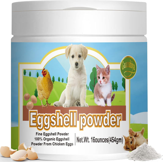 Natural Eggshell Powder Calcium Supplement for Pets (16 oz) - Ideal for Osteoporosis & Whelping - Safe Bone Meal Alternative - Strengthens Bones, Joints, & Teeth
