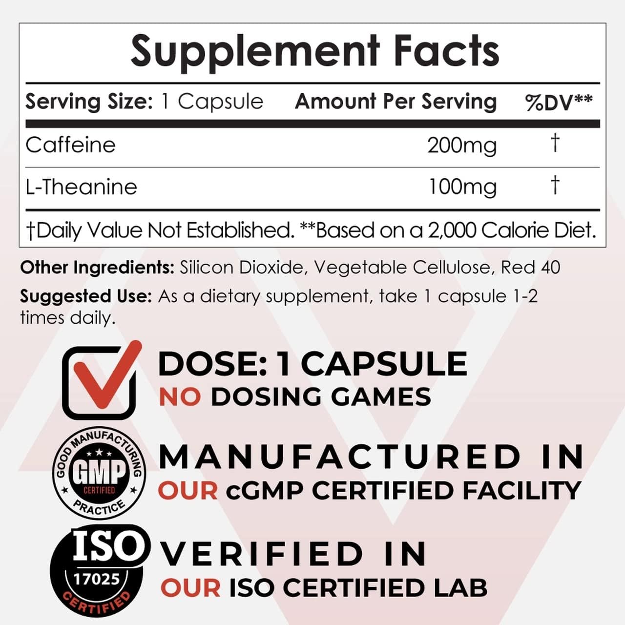 Natural Energy and Focus Supplement | Nootropics Depot Caffeine + L-Theanine Capsules | 60 Ct | 200mg Caffeine + 100mg L-Theanine | Mental Alertness + Boost