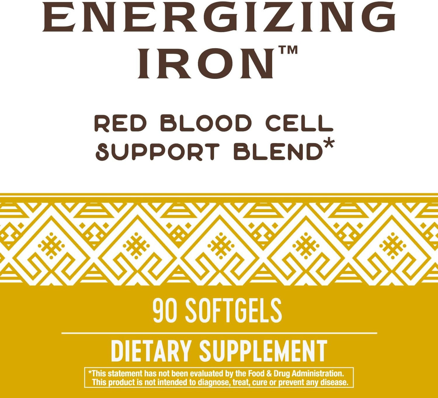 Natural Energy Boost with Iron & B12 - Supports Red Blood Cells - 8 mg Iron, 200 mcg Cyanocobalamin - Gluten Free - 90 Softgels