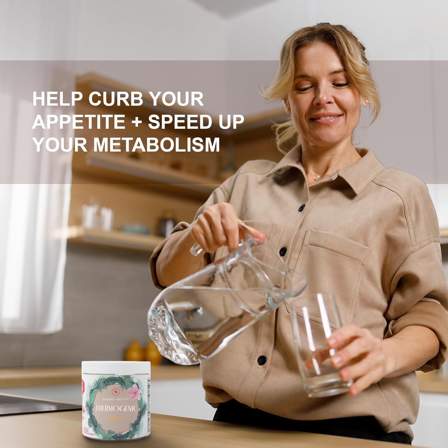 Natural Energy & Metabolism Support Supplement for Women - 60 Capsules, Unflavored - Strong & Sexy Fit, Weight Management & Diet Aid with Green Tea Extract - Workout Supplements