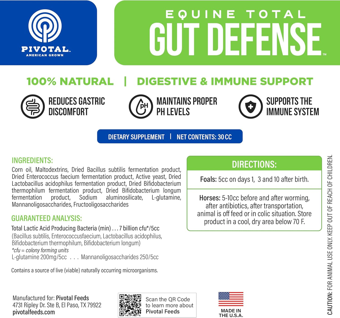 Natural Equine Gut Defense Supplement for Horses – Supports Digestion & Immune Health – Maintains Ph Levels – All-Natural Formula – Made in USA