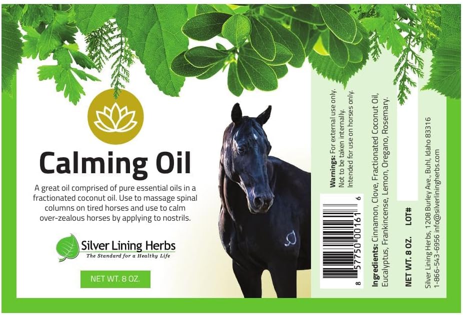 Natural Essential Oil Blend for Anxious Horses - Silver Lining Herbs 41 Equine Oil - 8 oz Bottle