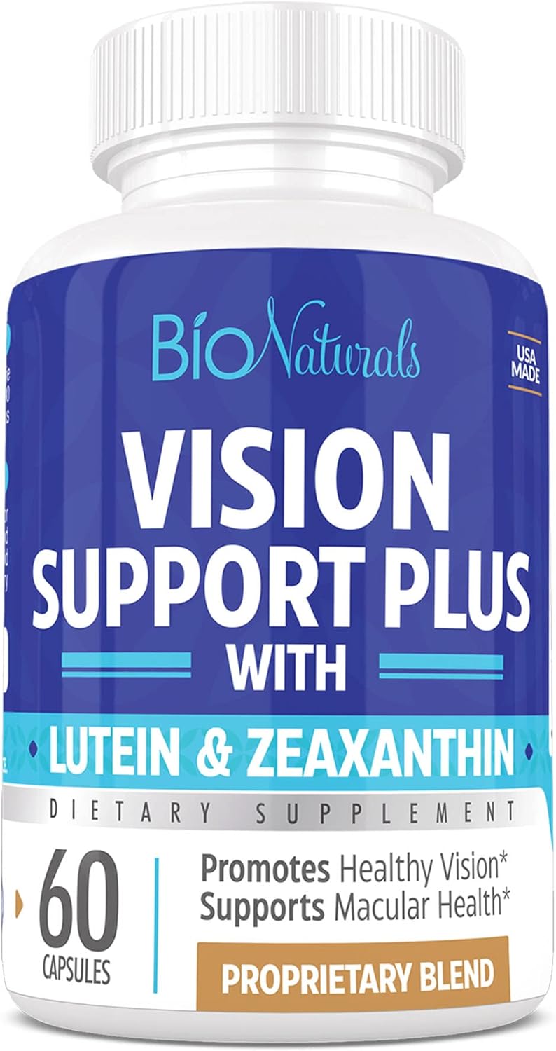 Natural Eye Vitamin Supplement with Lutein, Zeaxanthin, Lycopene, Bilberry, Quercetin - Supports Vision & Macular Health - 60 Capsules
