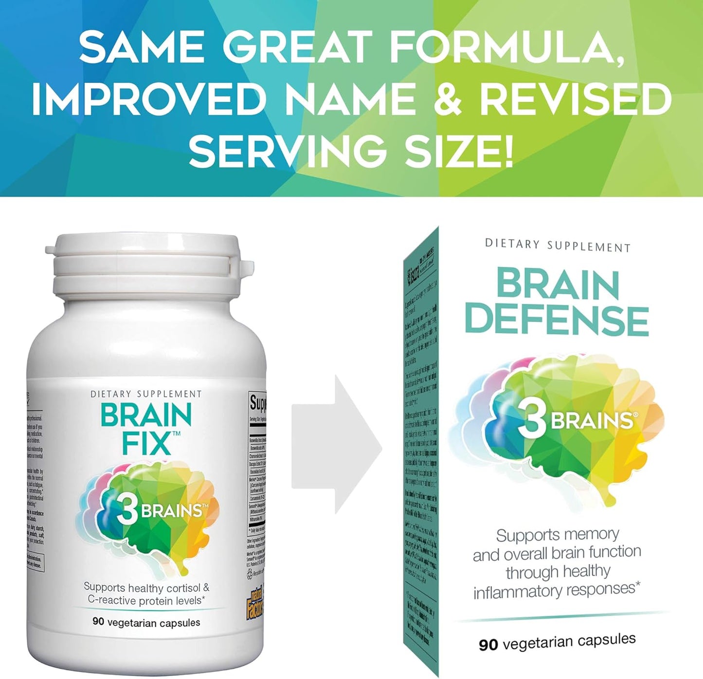 Natural Factors 3 Brains Brain Defense Dietary Supplement - Supports Memory & Function - Vegetarian - 90 Capsules