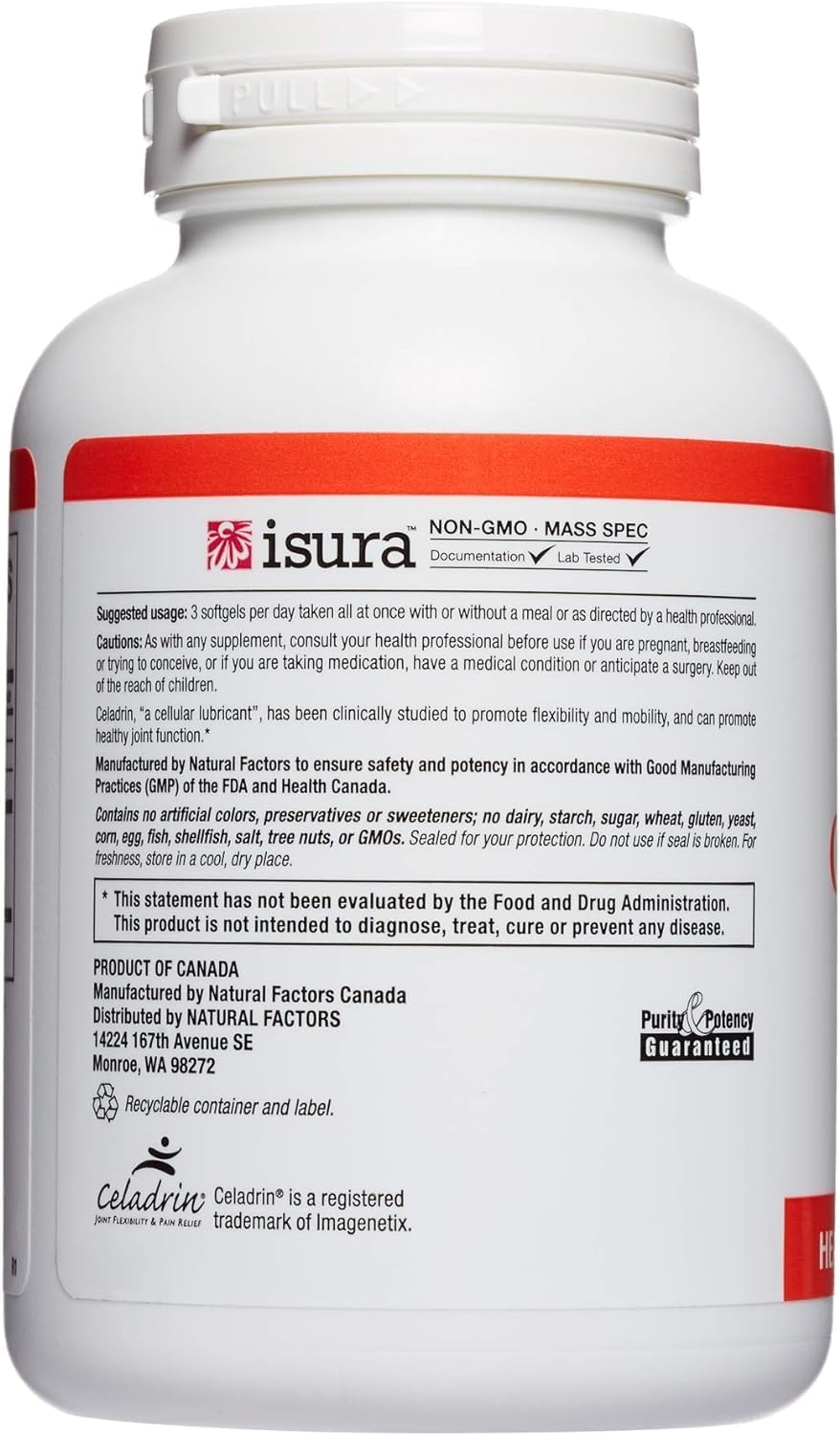 Natural Factors Celadrin Joint Health Softgels, Supports Flexibility, Mobility, and Joint Function, 180 Count