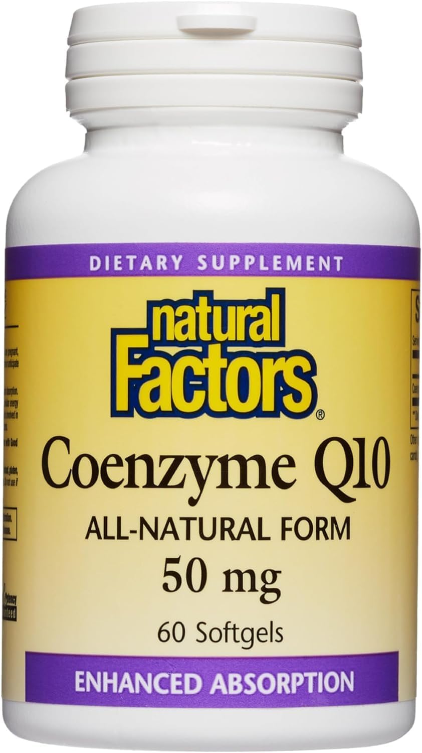 Natural Factors Coenzyme Q10 50 mg Softgels for Energy, Heart & Cognitive Support - Natural Supplement