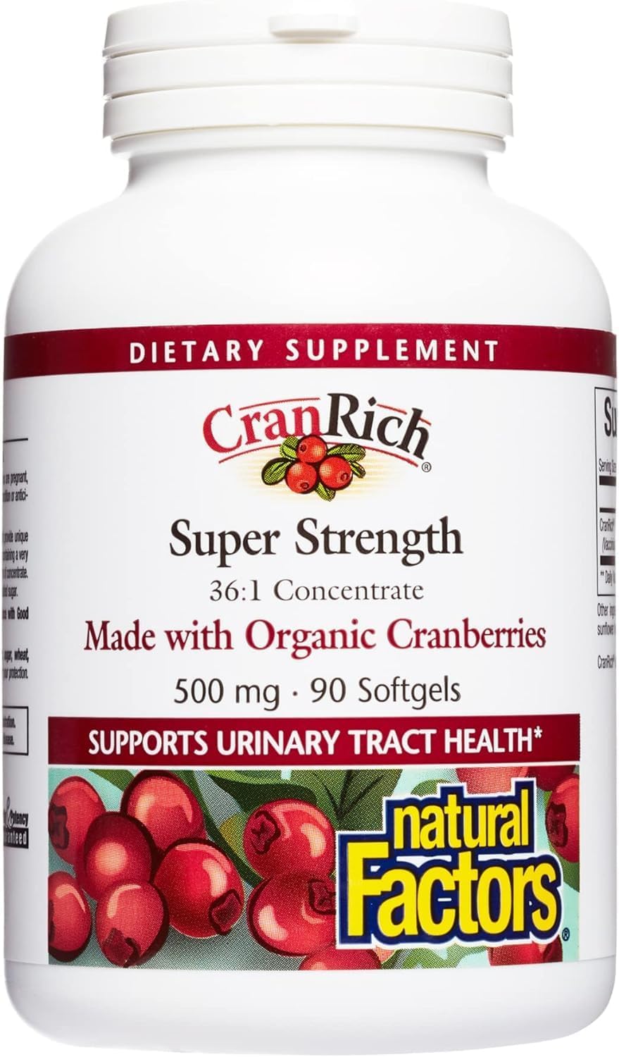 Natural Factors CranRich: Super Strength Cranberry Concentrate Softgels for Urinary Tract Health - Non-GMO Antioxidant Supplement (90 Servings)