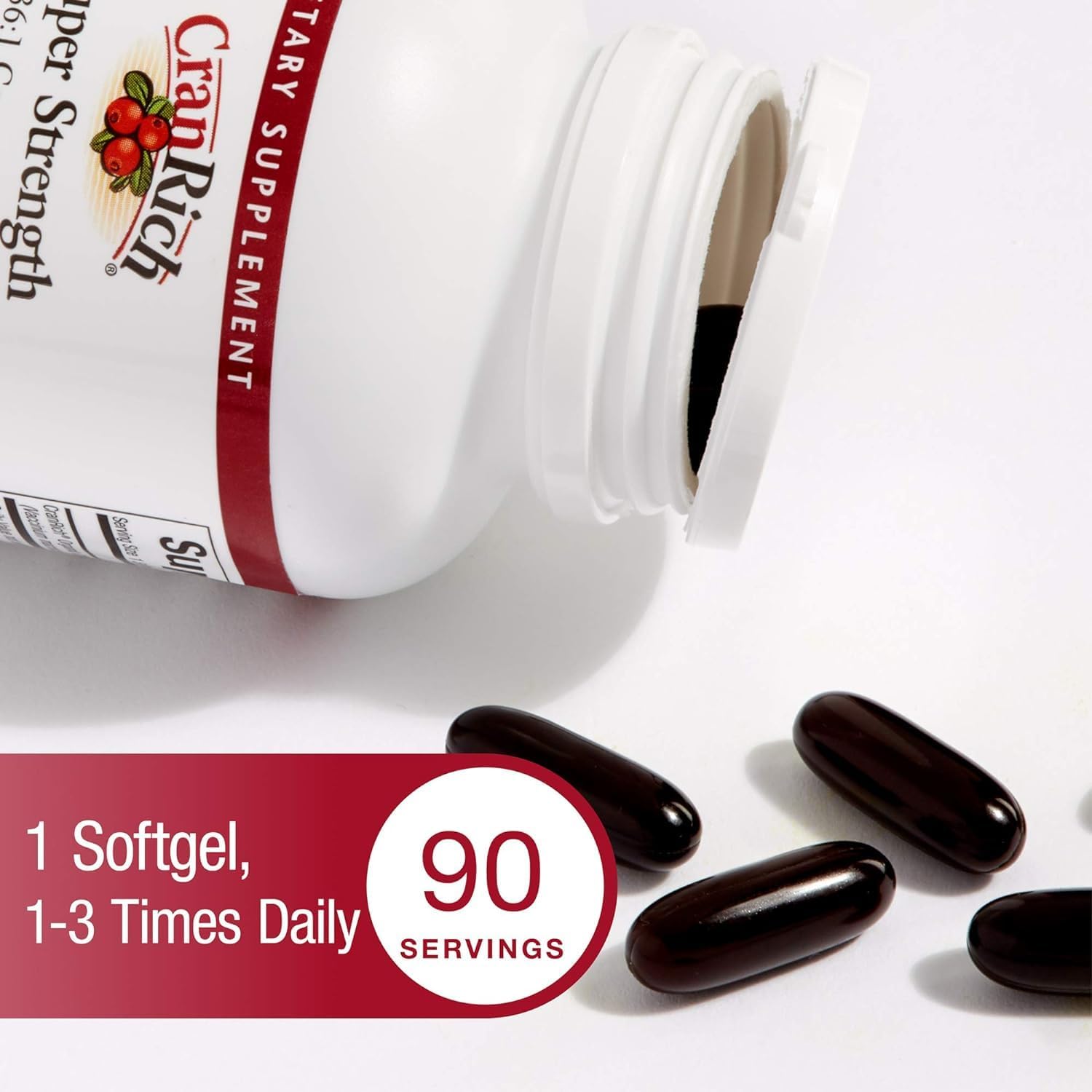 Natural Factors CranRich: Super Strength Cranberry Concentrate Softgels for Urinary Tract Health - Non-GMO Antioxidant Supplement (90 Servings)