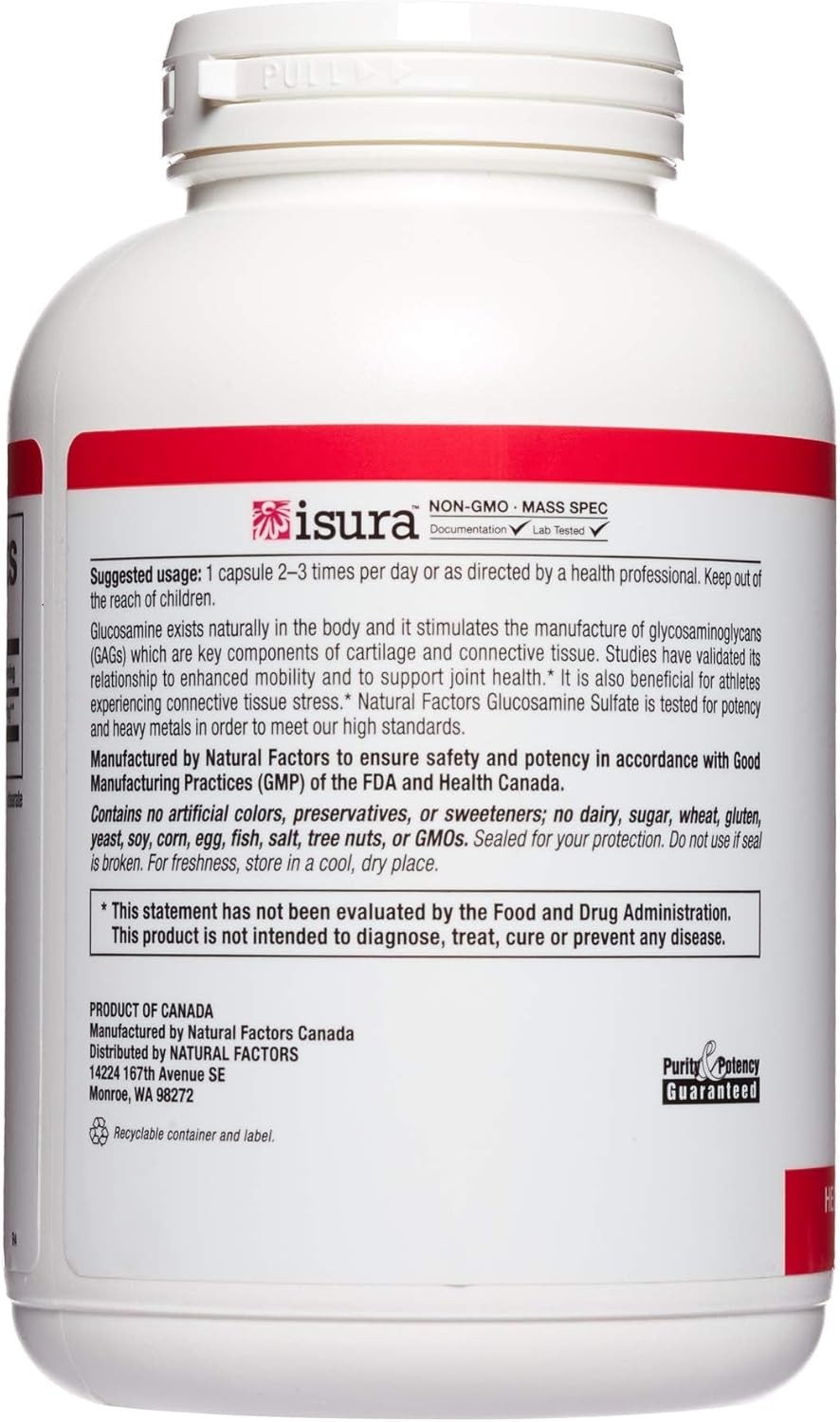Natural Factors Glucosamine Sulfate 360 Capsules for Healthy Joint Mobility & Cartilage