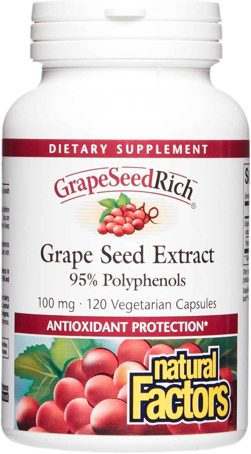 Natural Factors GrapeSeedRich: Antioxidant Support for Healthy Inflammatory Response - 120 Capsules
