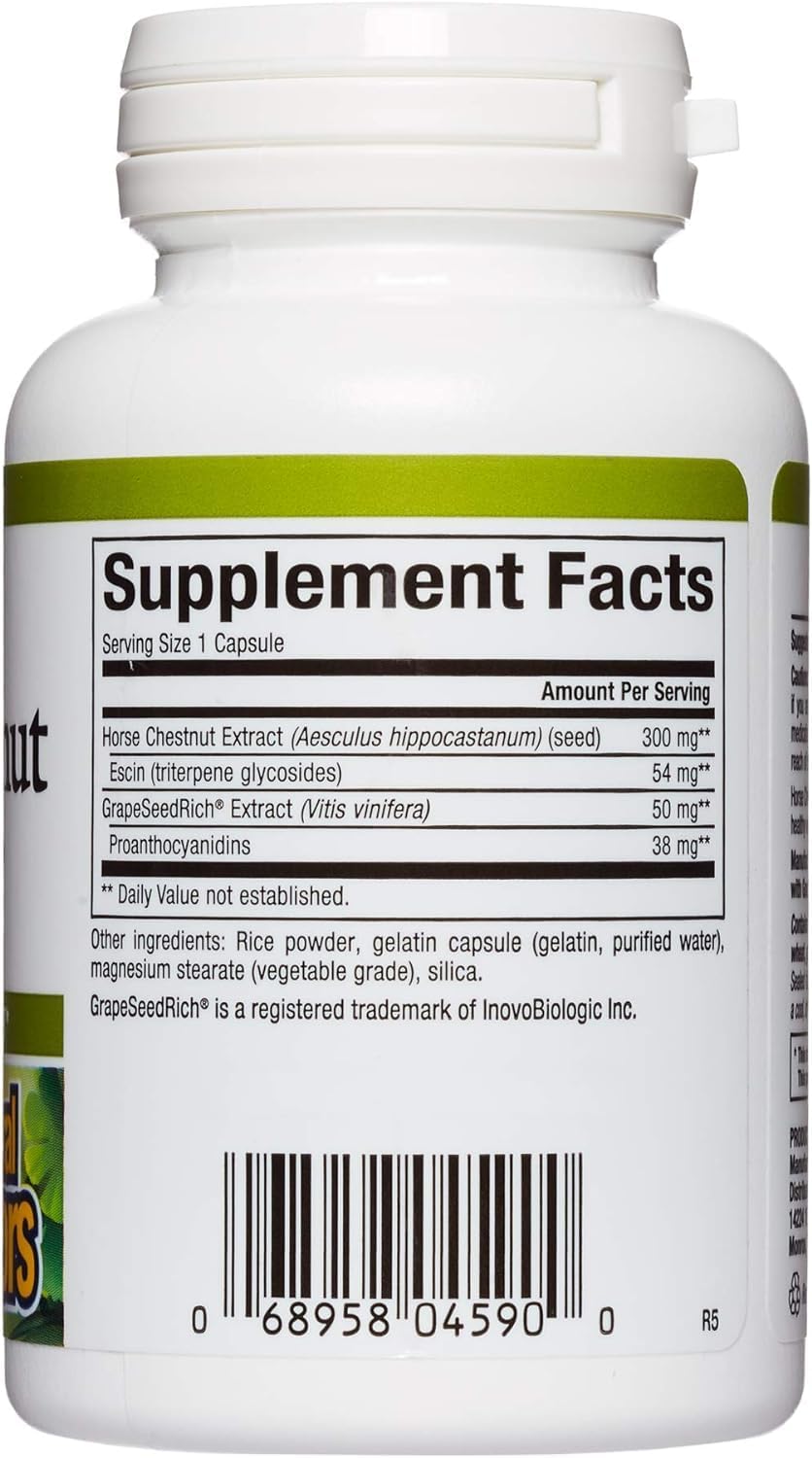 Natural Factors HerbalFactors Horse Chestnut with GrapeSeedRich - Antioxidant Support for Healthy Circulation and Veins - 60 Capsules