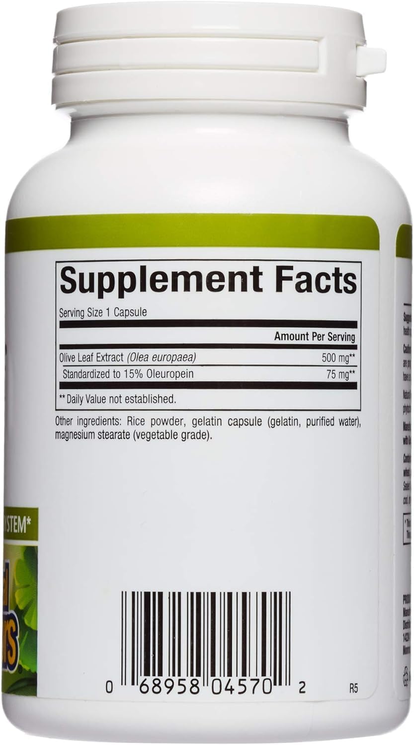 Natural Factors HerbalFactors Olive Leaf 500mg Capsules - 90ct, Immune Support & Wellness Formula