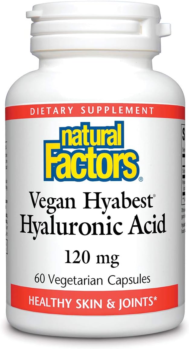 Natural Factors Hyabest Hyaluronic Acid Capsules - Vegan Joint & Skin Support Formula (60 Count)
