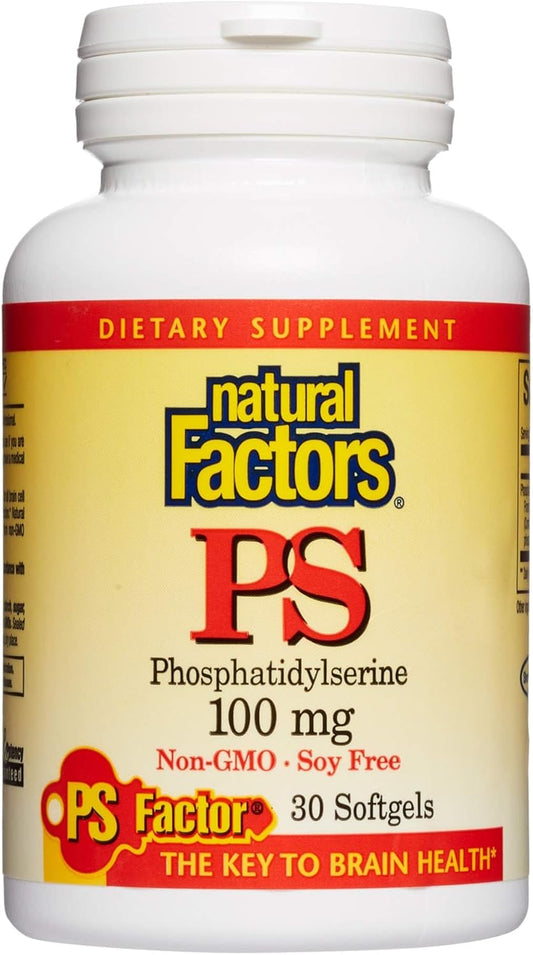 Natural Factors Phosphatidylserine Softgels - Memory & Brain Support - Soy & Gluten Free - 30 Count