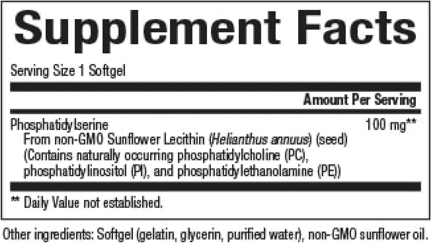 Natural Factors Phosphatidylserine Softgels - Memory & Brain Support - Soy & Gluten Free - 30 Count