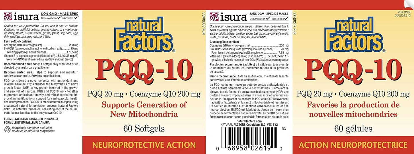 Natural Factors PQQ-10 Dietary Supplement for Energy & Healthy Aging - 30 Softgels